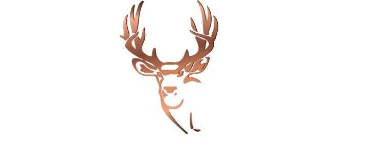 A logo of deer country bar and grill.